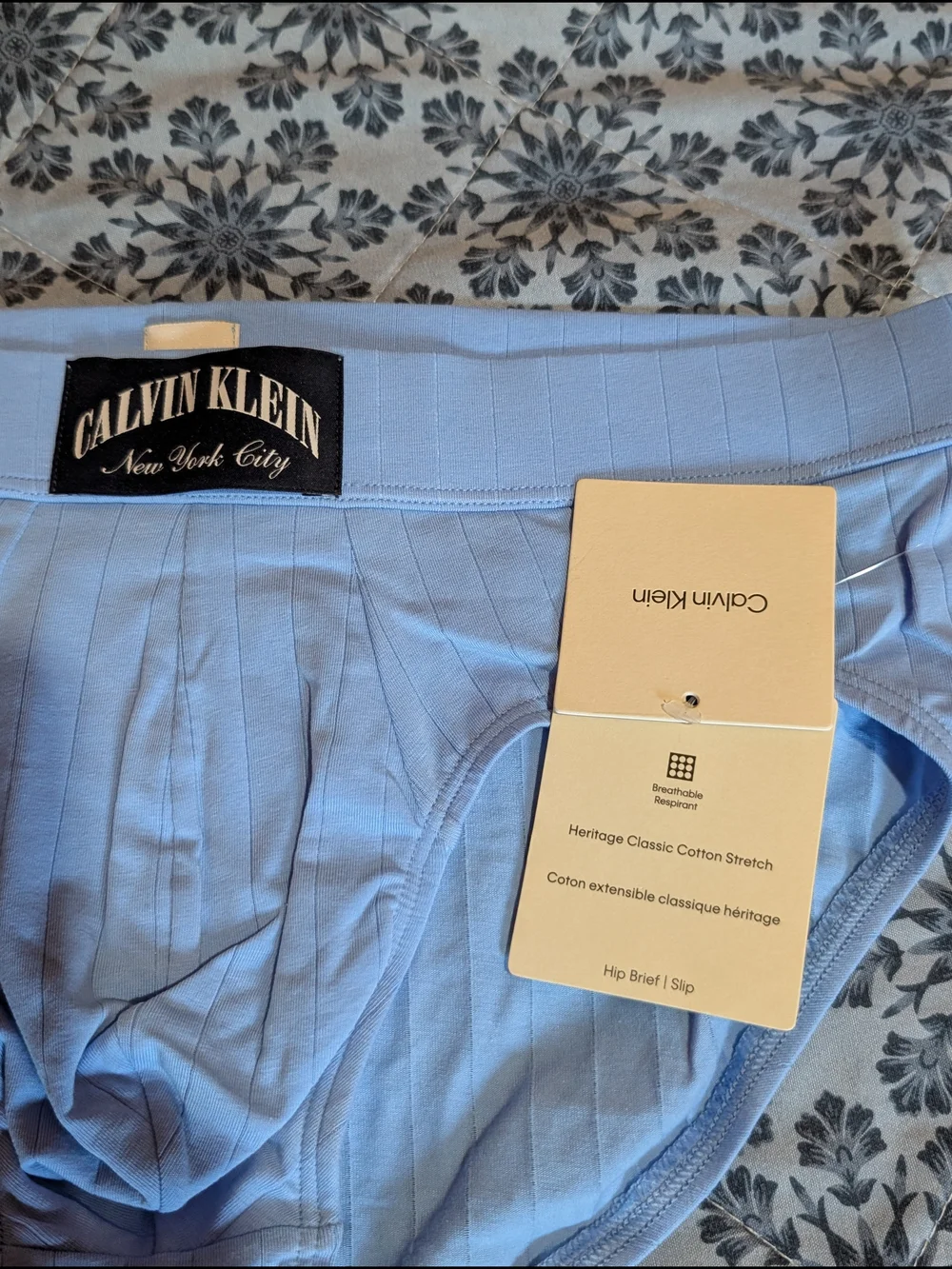 Calvin Klein Light Blue Men’s Briefs — Ribbed Support
